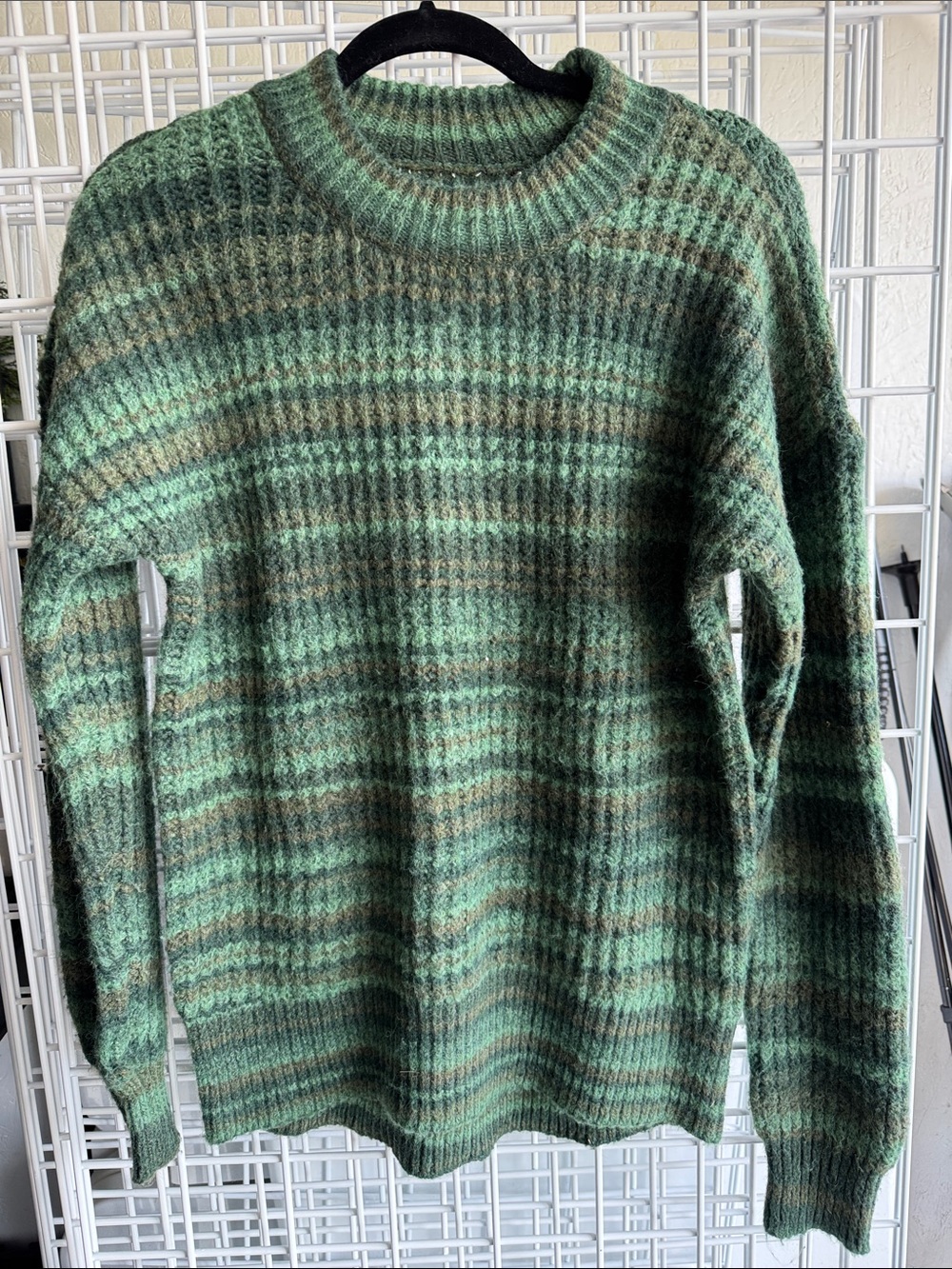Sonoma Green Striped Crewneck Sweater